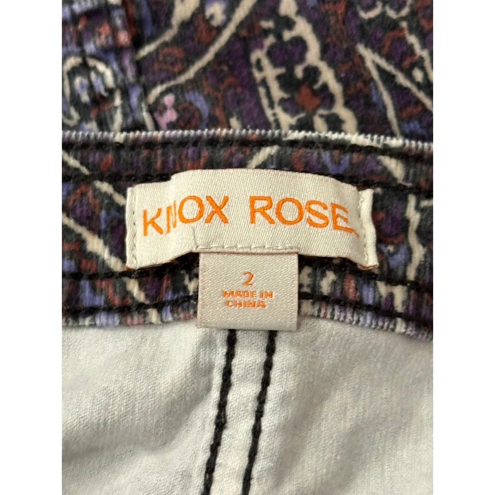 Knox Rose Womens Purple Paisley Boho Corduroy Button Front Mini Skirt Size 2